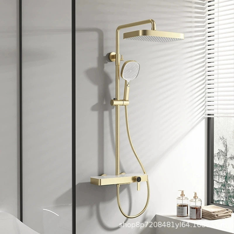 Brushed Gold Cold Bathroom Shower 12 Inch Rain