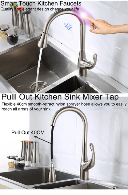 Brushed Nickel Touch On Faucet Quality Brass Cold