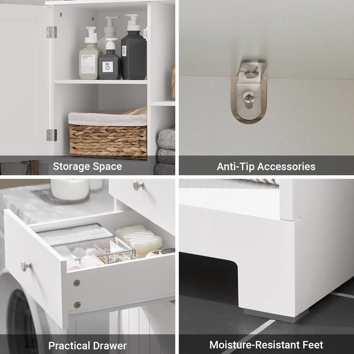 Sobuy Bzr104 High Wardrobe Fold-Out Bathroom Wardrobe Narrow
