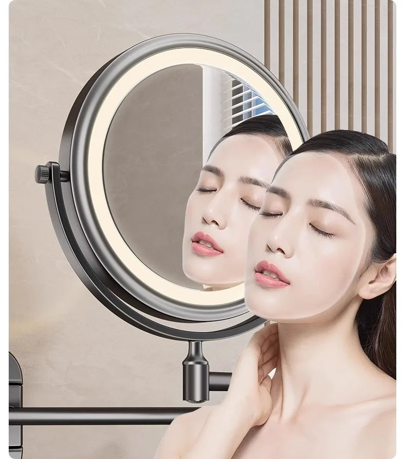 Rotatable Led Light Suction Cup Makeup Wall Mirror