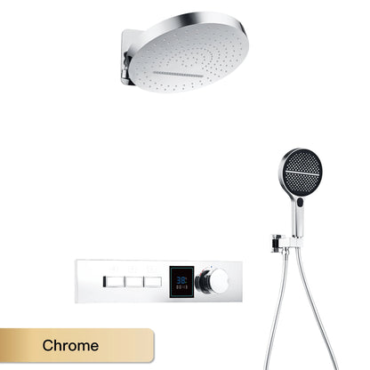 Luxury Gun Gray Brass Shower System Led Digital