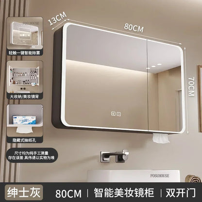 Minimalist Modern Arc-Shaped Smart Bathroom Mirror Cabinets