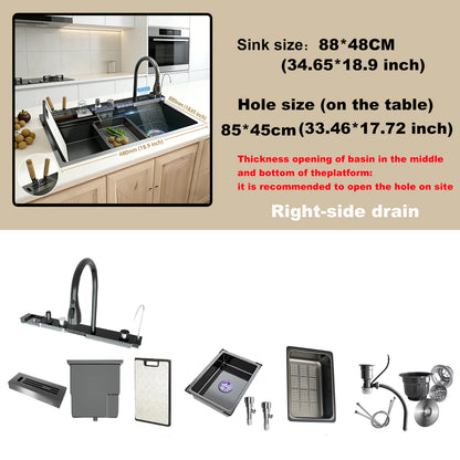 Stainless Steel Waterfall Sink Large Slot Integrated Sinks