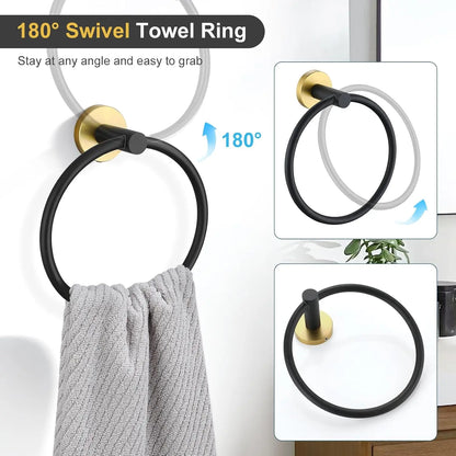 Black Gold Bathroom Hardware Wall Mounted Stainless Steel