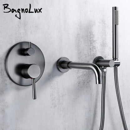 Bathtub Mixer Tap Shower Cold Bathroom Faucet Brushed