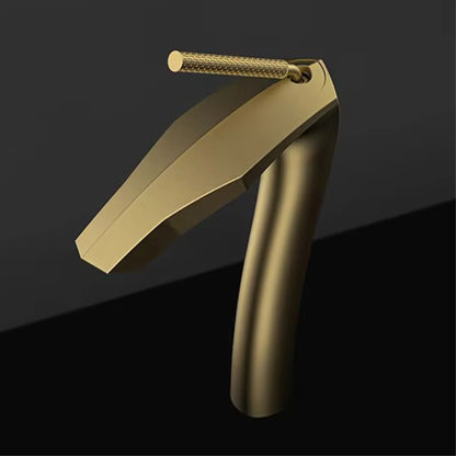 Luxury Brushed Gold Brass Bathroom Faucet Modern Ceramic