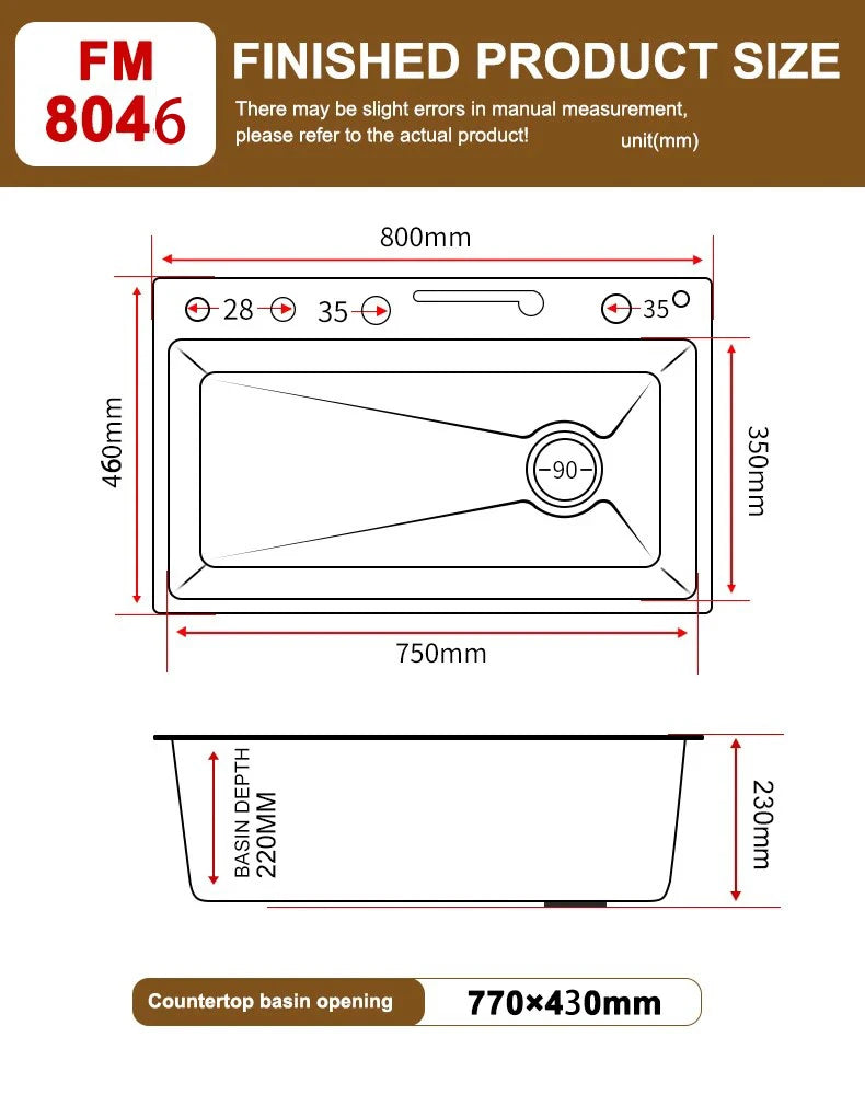 Waterfall Sink Stainless Steel Multi-Function Large Slot