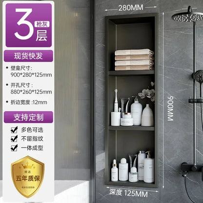 Stainless Steel Niche Bathroom Shelf-Embedded Tv Cabinet Style