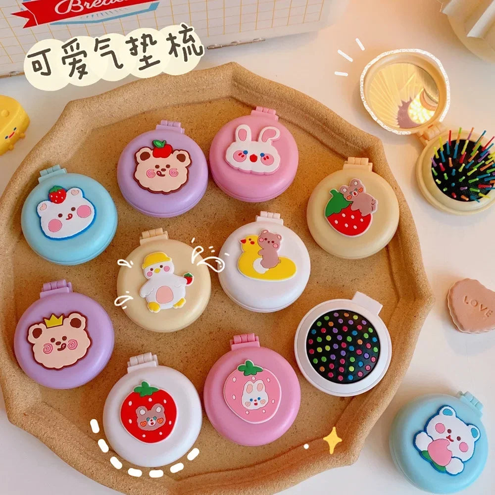 1pcs Mini Cute Folding Air Comb Mirror Compact
