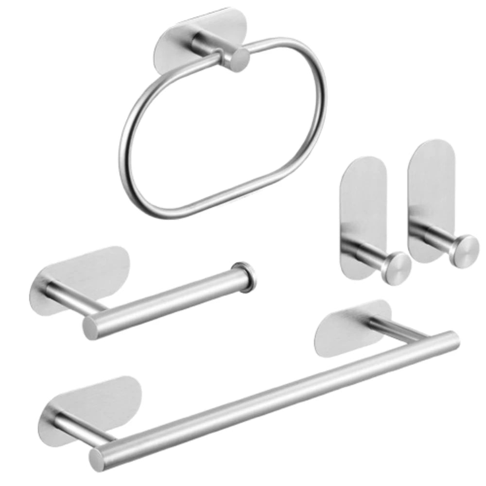 4/5pcs Stainless Steel Bathroom Hardware Anticorrosion Wall Mount