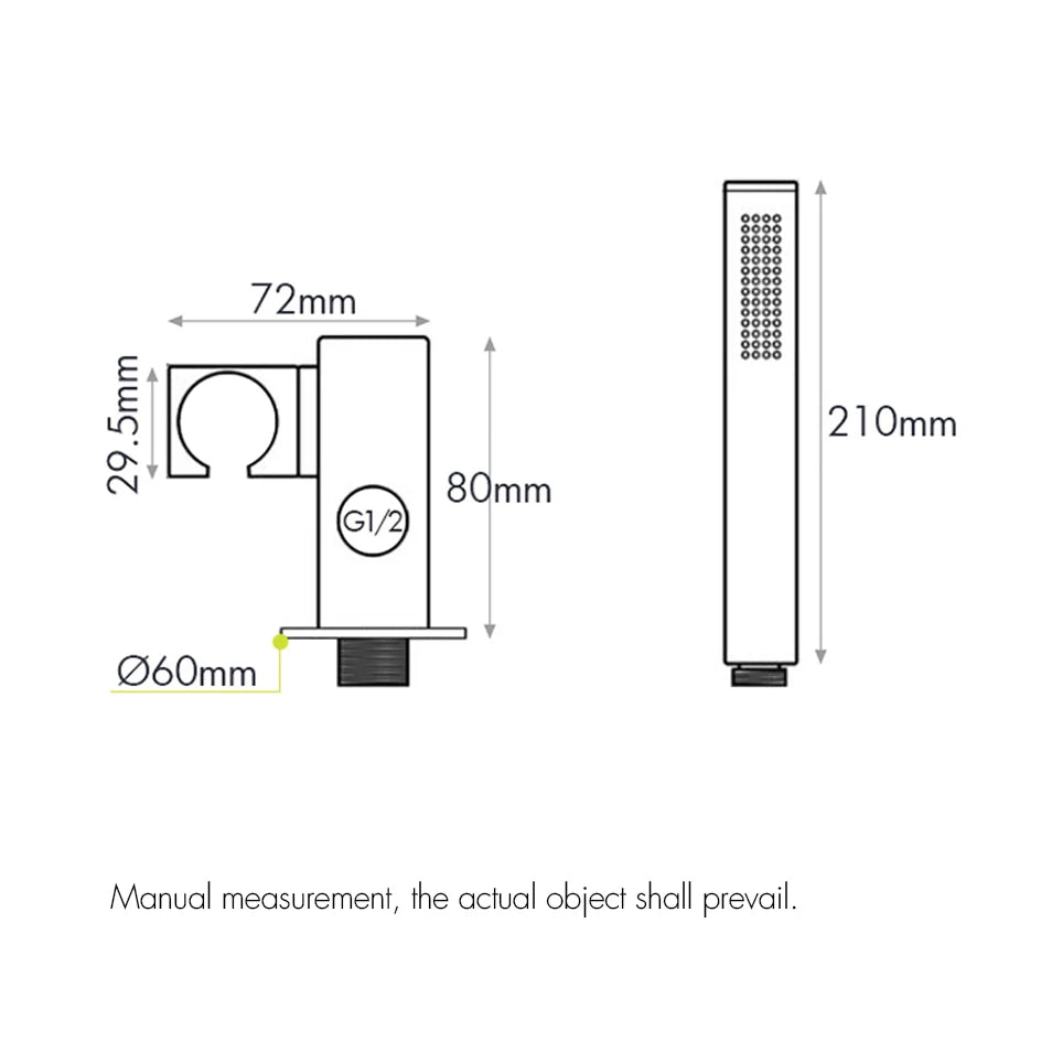 Handheld Bathroom Shower System Brushed Gold Cold Water