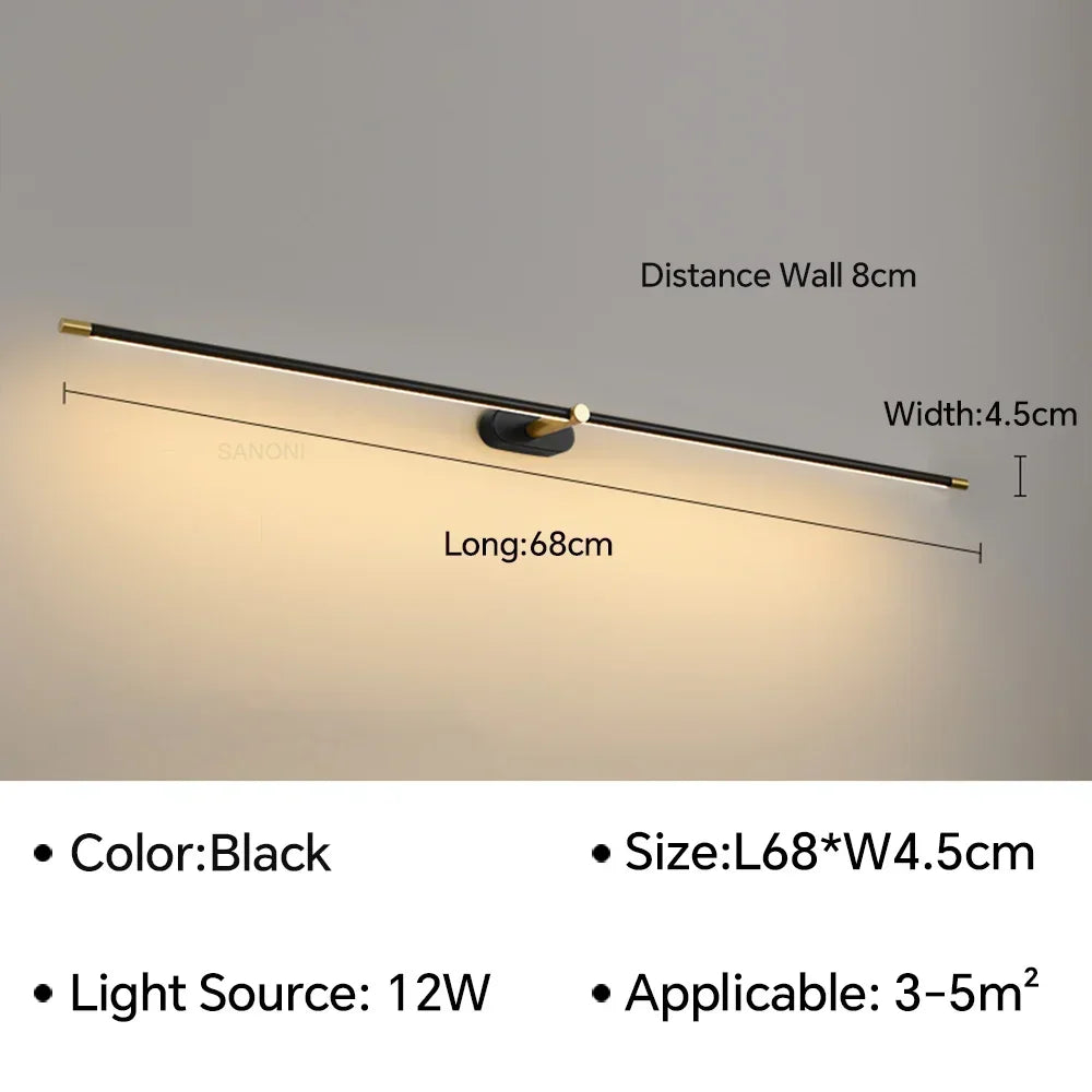 Nordic Slim Wall Sconce Lamp Bathroom Mirror Light