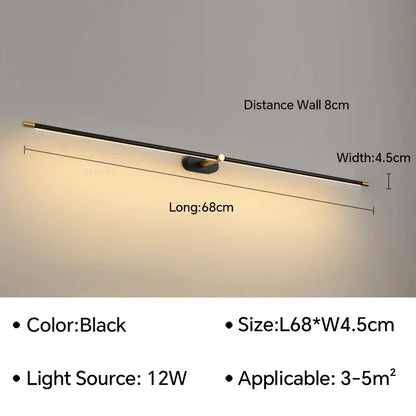 Nordic Slim Wall Sconce Lamp Bathroom Mirror Light