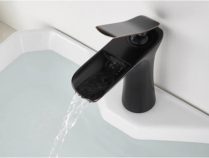 White Basin Faucet Waterfall Spout Bathroom Mixer Tap