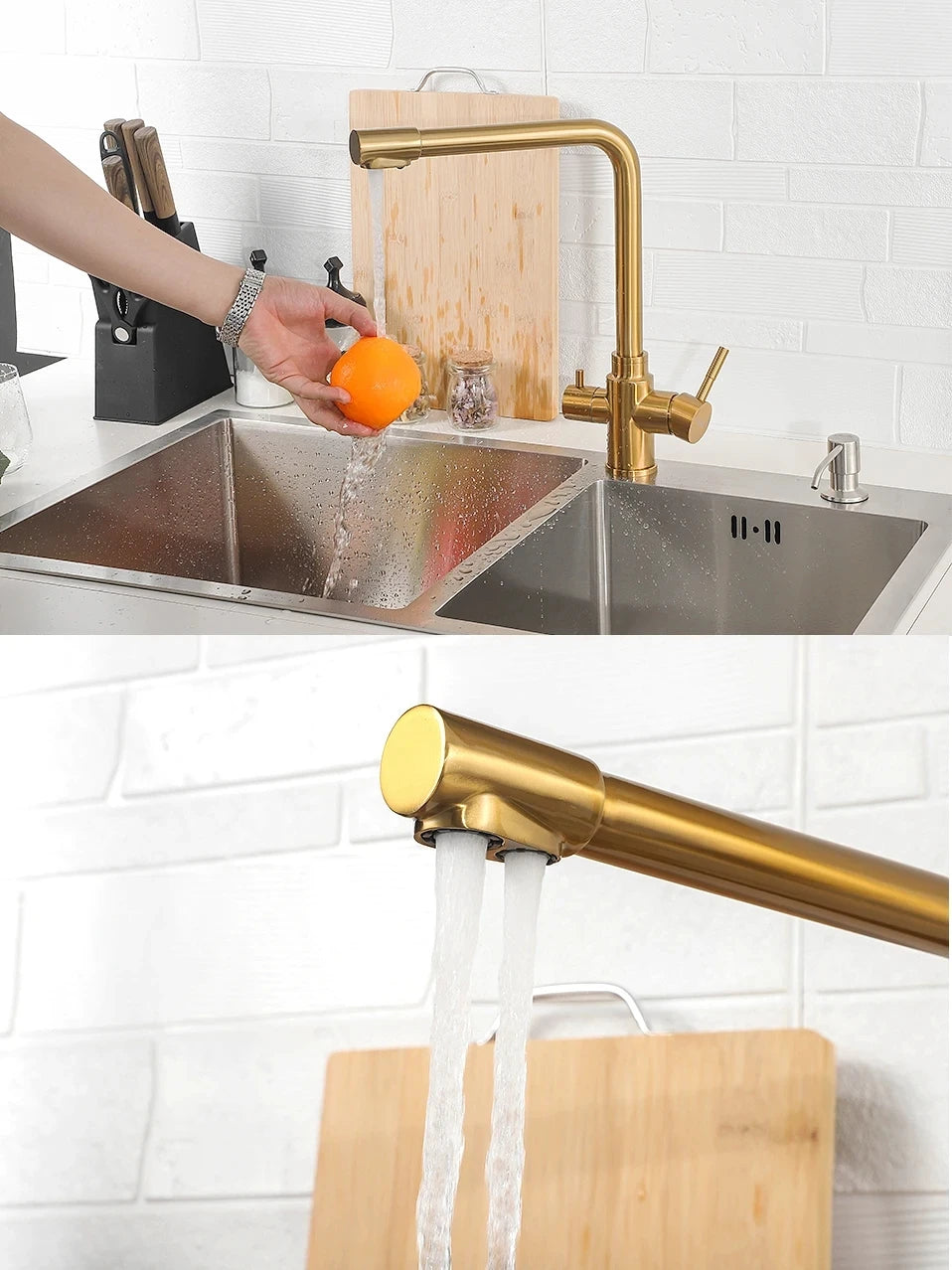 Ula Filtered Faucet Gold Purifier Faucet Dual Sprayer