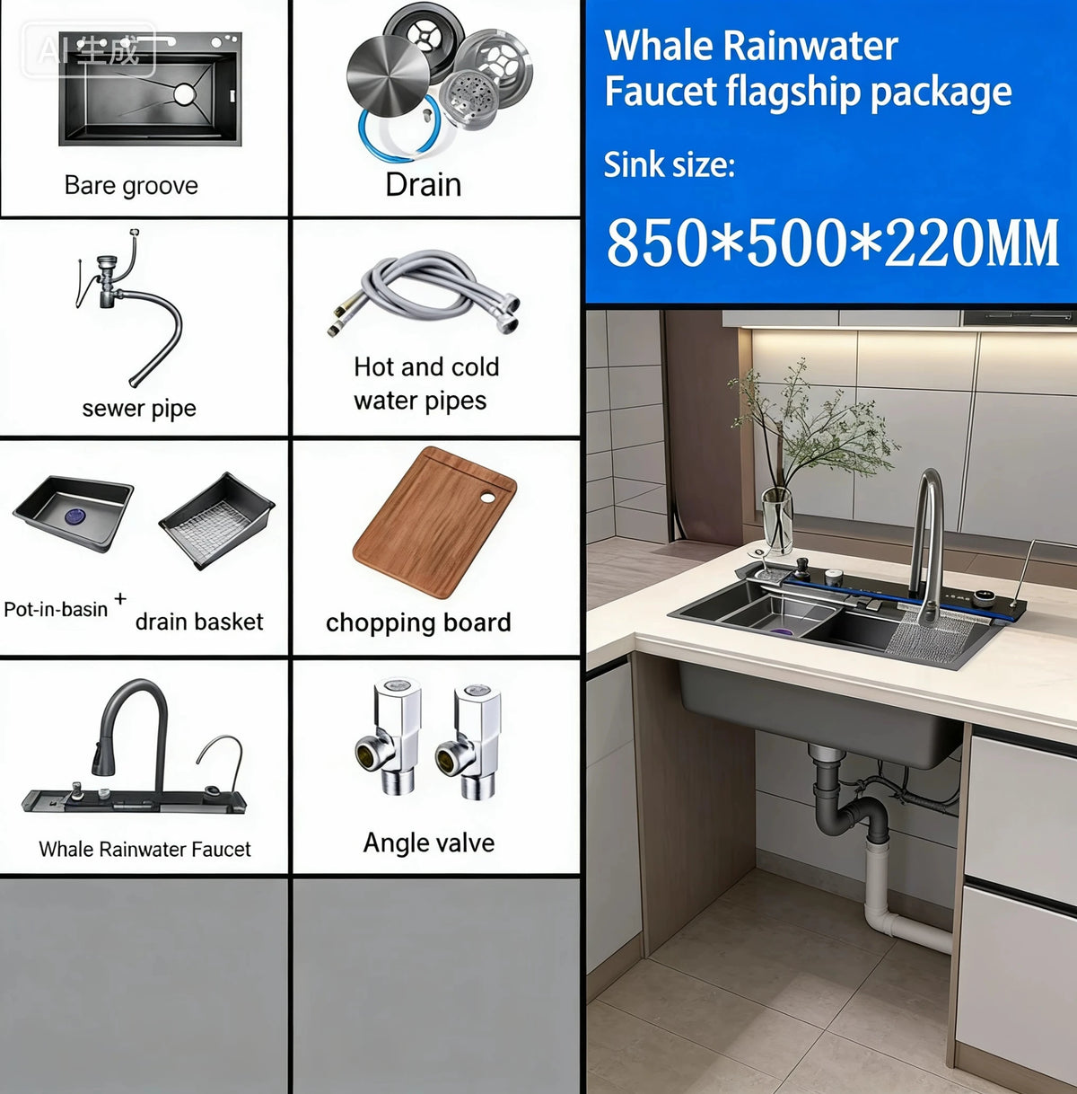 Digital Fly Rain Waterfall Sink Embossed Nano 304