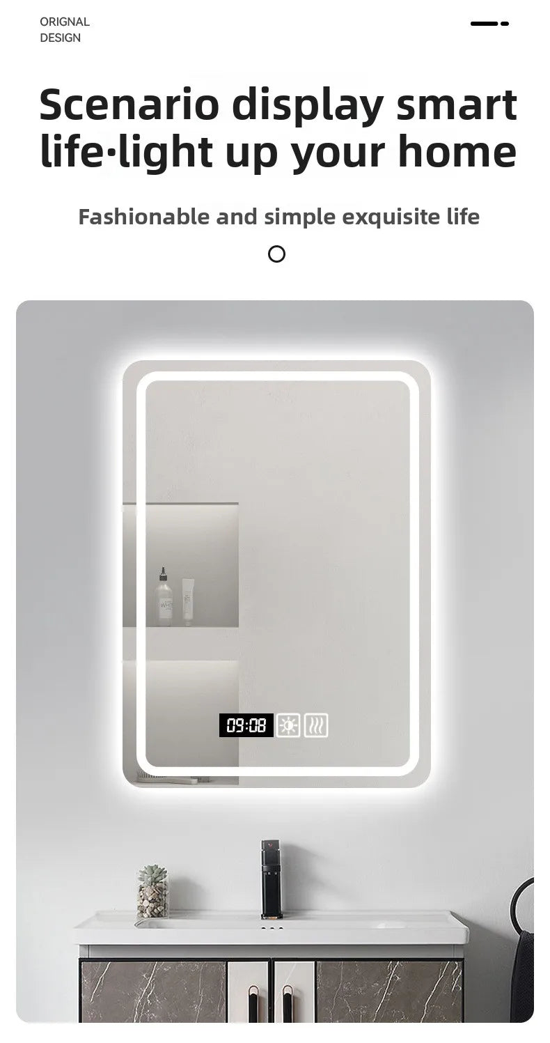 Hotel Bathroom Mirror Square Smart Led Bathroom Light