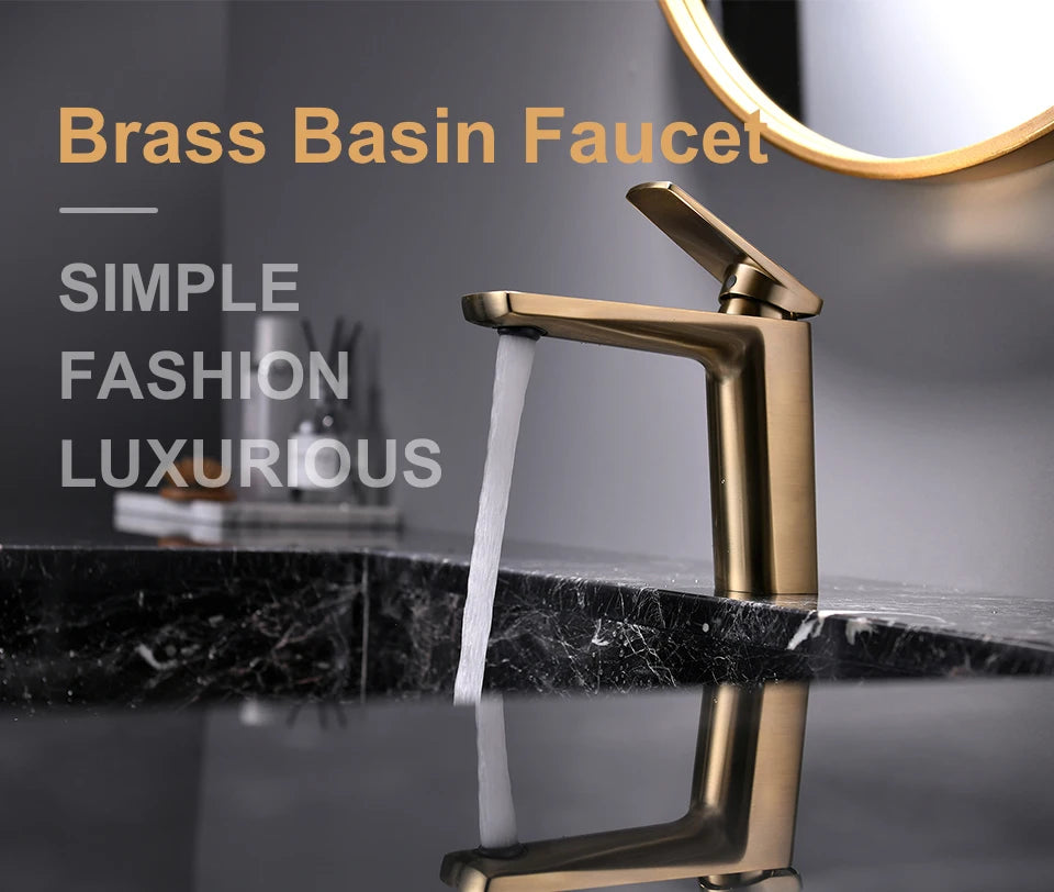 Vgx Brushed Gold Bathroom Faucets Square Basin Mixer