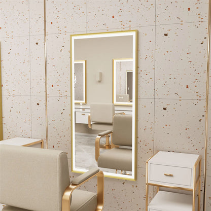 Led Bathroom Vanity Mirror Gold Frame Front Lighted
