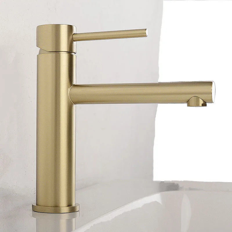 Brushed Rose Gold Bathroom Sink Faucet Deck Mounted