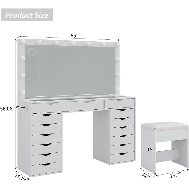Yanosaku Vanity Desk Mirror Lights Makeup Table Charging