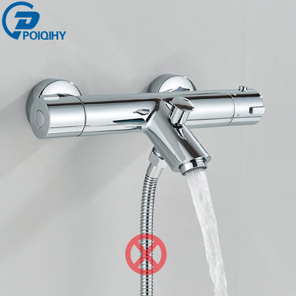 Chrome Mixer Thermostat Wall Mounted Thermostatic Shower Brass