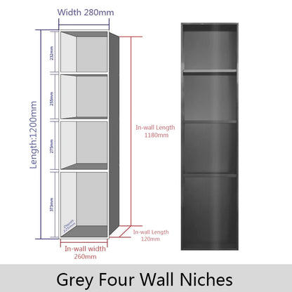 Stainless Steel Recessed Wall Niche Black Gold Bathroom