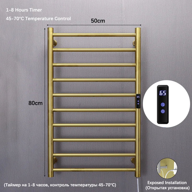 Bathroom Electric Heated Towel Rail Gold Smart Touch