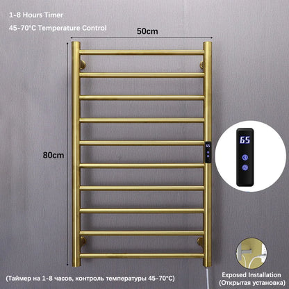Bathroom Electric Heated Towel Rail Gold Smart Touch
