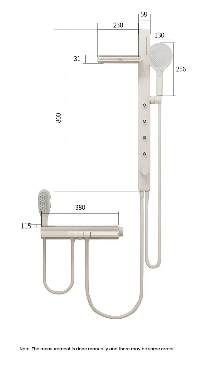 Gun Grey Bathroom Shower System Shoulder Waist Spouts