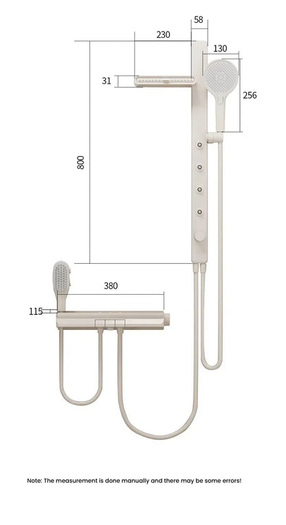 Gun Grey Bathroom Shower System Shoulder Waist Spouts