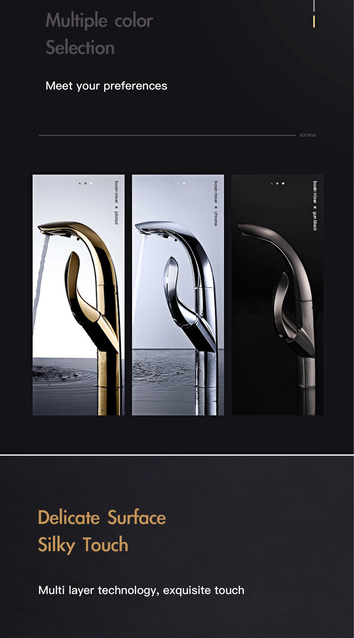 Luxury Brass Gold Touch Switch Faucet Pull-Out Design