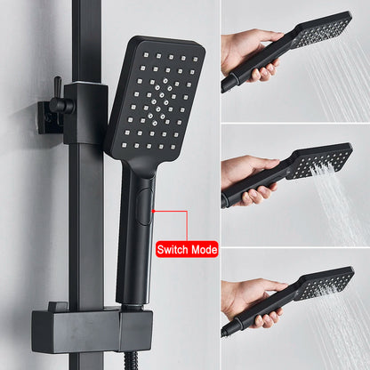 Black Thermostatic Lcd Shower Faucet Temperature Display Rainfall
