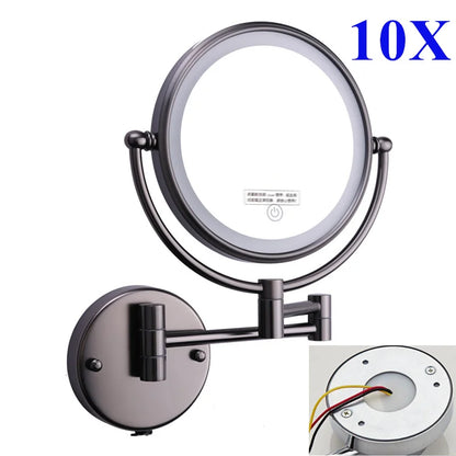 10x Magnifying Led Folding Bathroom Mirrors Walll Mounted