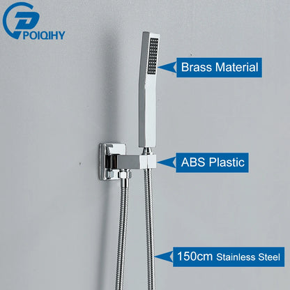 Poiqihy Golden Handshower Head 150cm Stainless Steel Shower