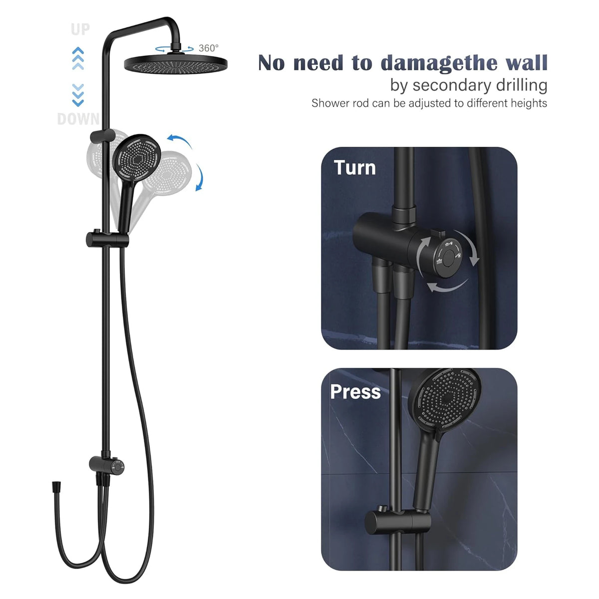 Bathroom Shower System Stainless Steel Showers Faucet Shelf