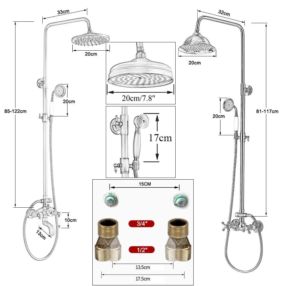 Bathroom Shower Faucet Brass Rainfall Shower Mixer Tap