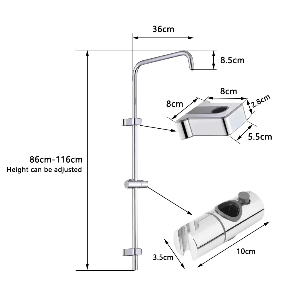Black Silver Split Shower Column Bathroom Faucet Wall