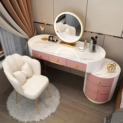 Pink White Vanity Table Women Luxury Nail European