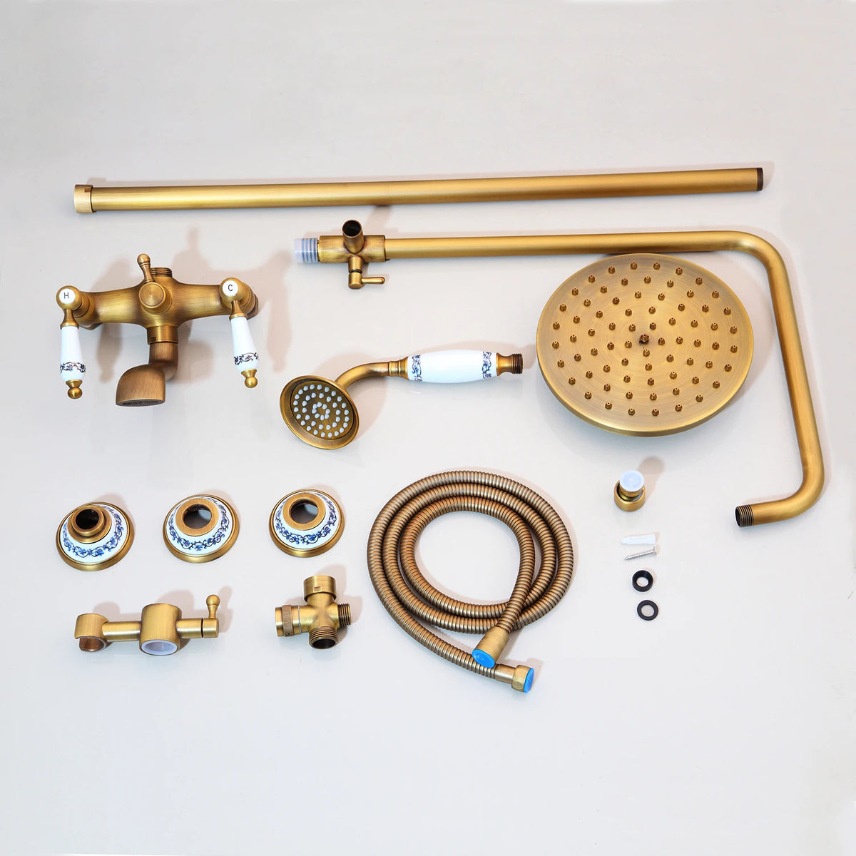 Kemaidi Antique Brass Retro Vintage Bathroom Shower Faucet