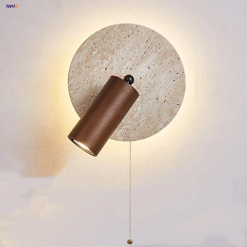 Iwhd Wood Led Wall Lamp Sconce Pull Chain