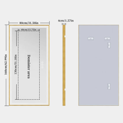 Luvodi Illuminated Bathroom Mirror Gold Frame Wall Mounted