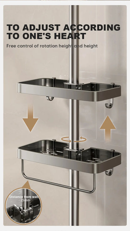 1/2pcs Punch-Free Shower Caddy Towel Rod Bathroom Shelf