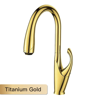 High-End Touch Black Faucet Brass Pull-Out Design Three-Function