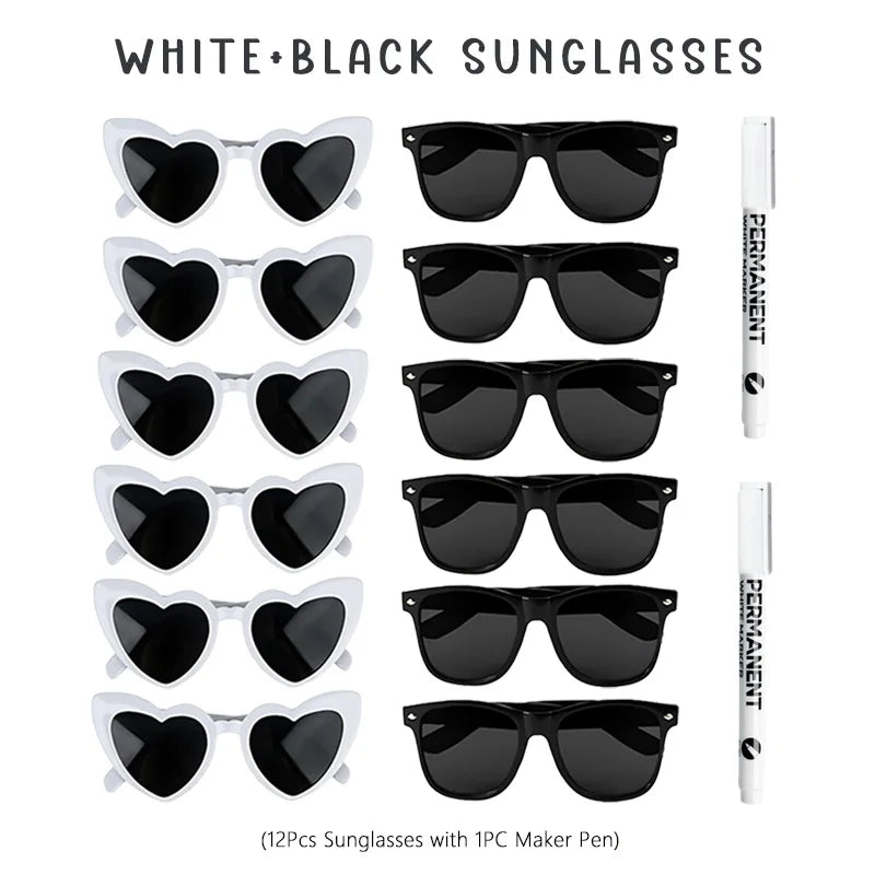 12-100pcs Wedding Sunglasses Guests Heart Shaped Sunglasses