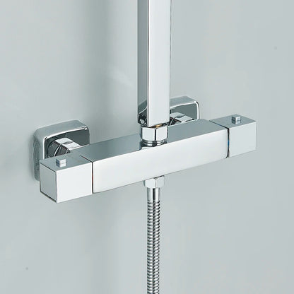 Thermostatic Chrome Shower Faucet Rainfall Headshower Handled