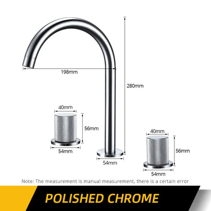 Basin Faucet Cold Tap Bathroom Knurled Double Handle