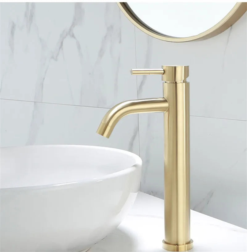 Brushed Gold Bathroom Faucet Modern Lavatory Vanity Sink