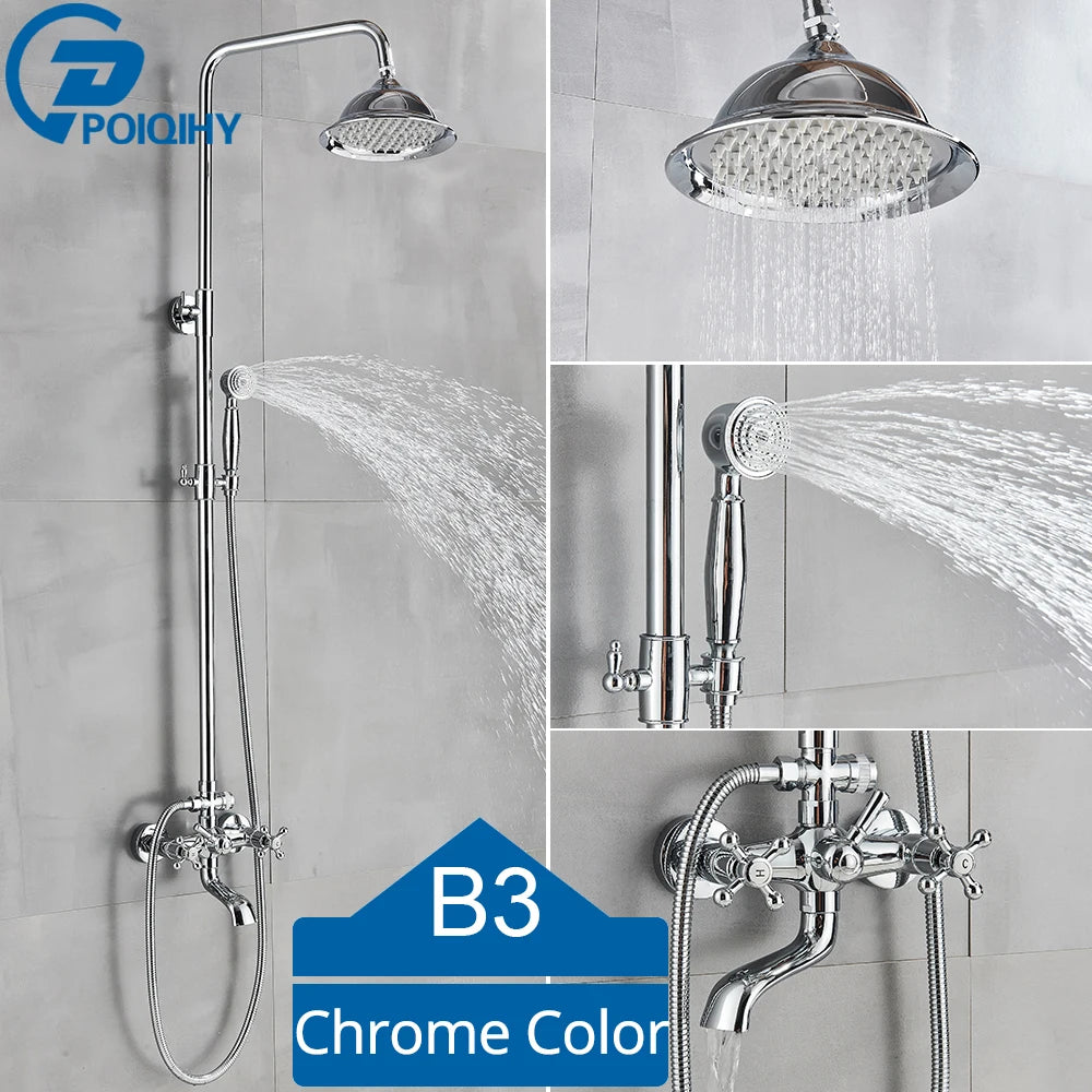 Bathroom Shower Faucet Brass Rainfall Shower Mixer Tap