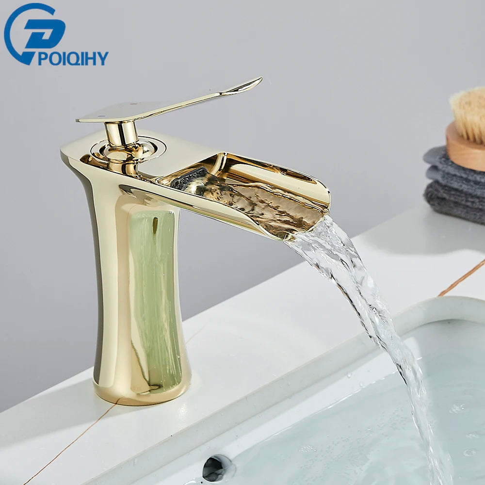 White Basin Faucet Waterfall Spout Bathroom Mixer Tap